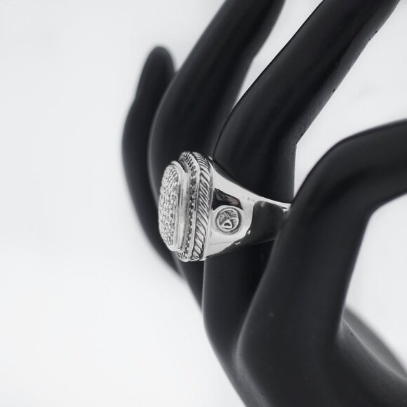 David Yurman Albion 925 Silver Black /White Diamond Ring - Picture 3 of 5